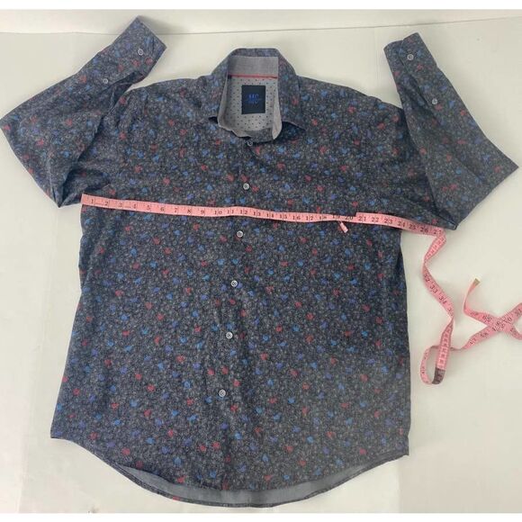 Mizumi Collezion Button Down Shirt Contrasting Cuffs & Collar Paisley - Large - Picture 5 of 11